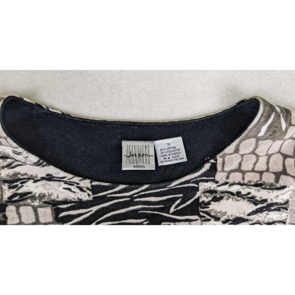 WOMEN'S GRAY VELOUR MIXED ANIMAL PRINT PULLOVER SWEATER - JASON MAXWELL - 3X - Picture 3 of 5